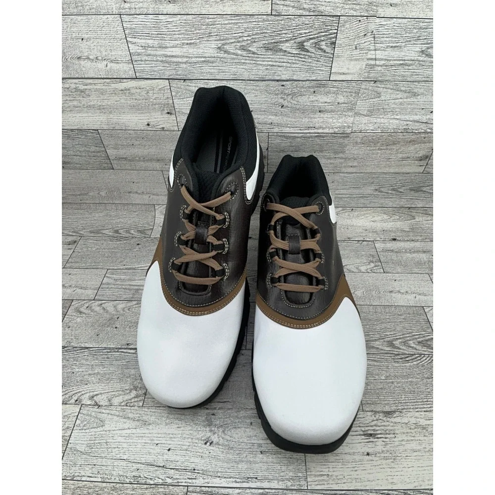 Nike Golf Shoes‎ 9W Brown White Leather Spiked Comfort Golfing Sport 041012